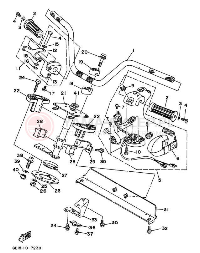 Schemat "Kierownica i osprzęt" do Yamaha WAVE RUNNER III WRA700V