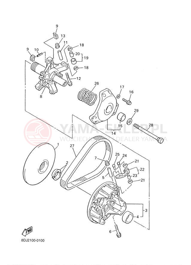 Schemat "PRIMARY SHEAVE" do Yamaha PHAZER 500 PZ500F