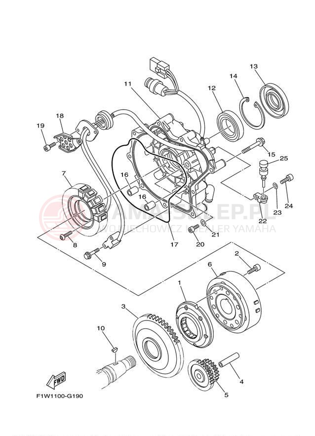 Schemat "prądnica" do Yamaha WAVERUNNER FZR GX1800HB