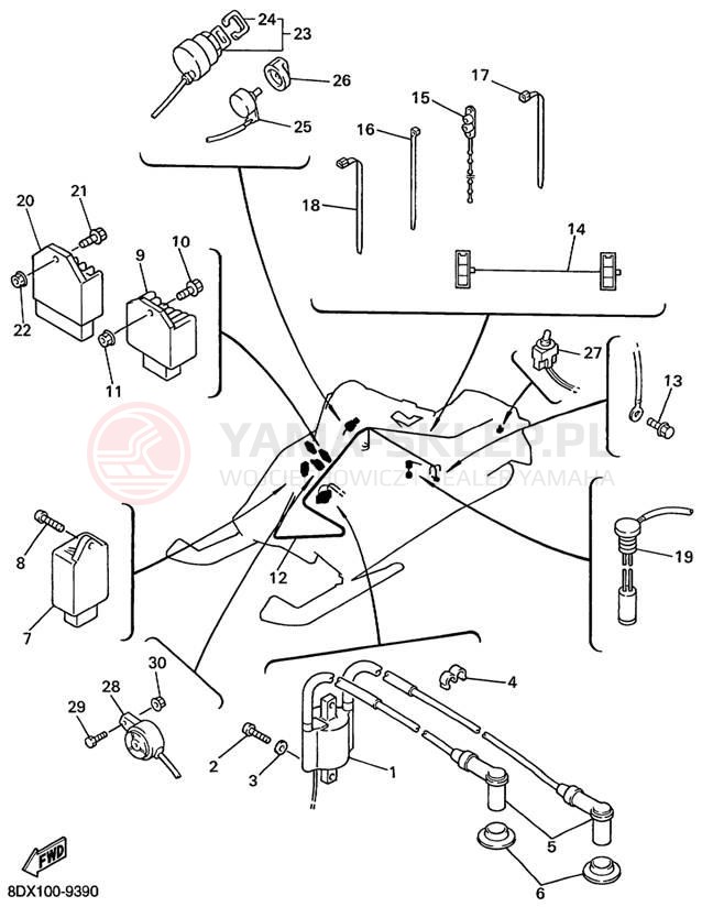 Schemat "układ elektryczny" do Yamaha VENTURE 500 XL VT500XLC