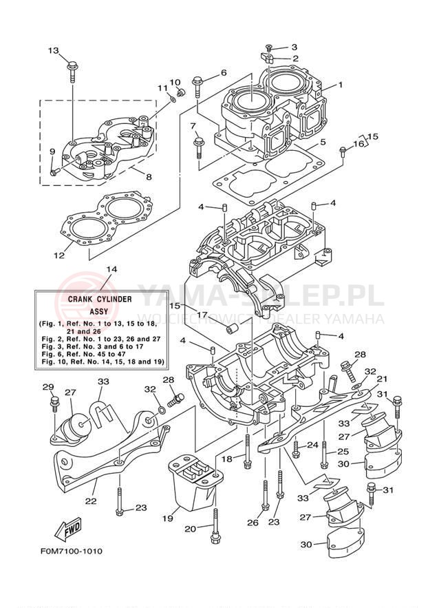 Schemat "cylinder, obudowa silnika" do Yamaha XL700 XL700Z