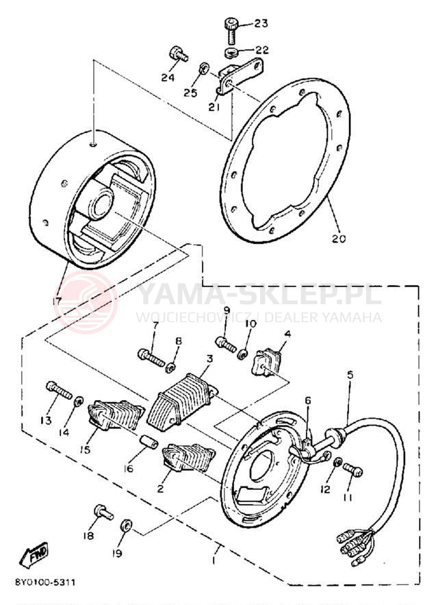 Schemat "prądnica" do Yamaha SRV SR540N