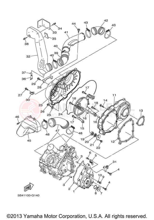 Schemat "Pokrywa silnika" do Yamaha RHINO 700FI YXR70FXR/YXR70FXGR