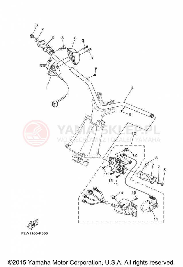 Schemat "Kierownica i osprzęt" do Yamaha VXS VX1800-P