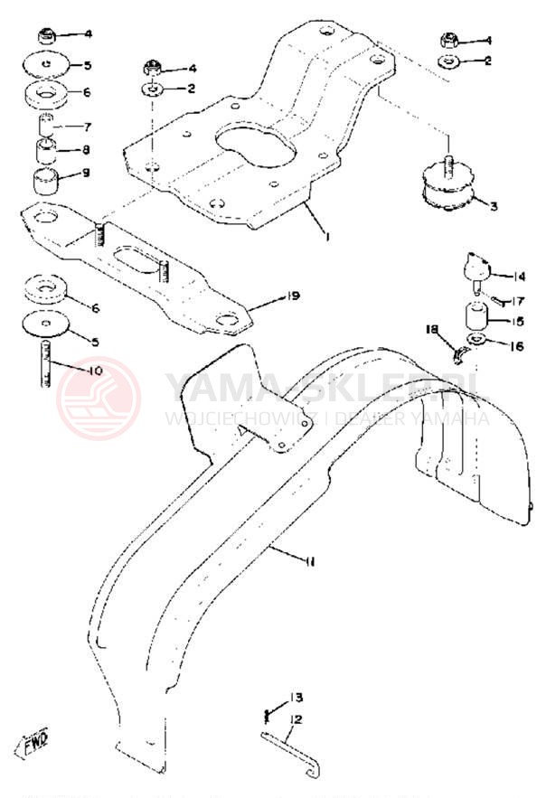 Schemat "ENGINE BRACKET - DRIVE GUARD" do Yamaha EX340/EX440