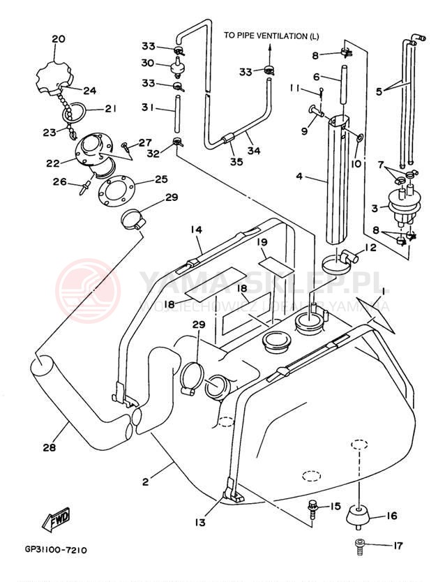 Schemat "zbiornik paliwa" do Yamaha WAVE VENTURE 760 WVT760V
