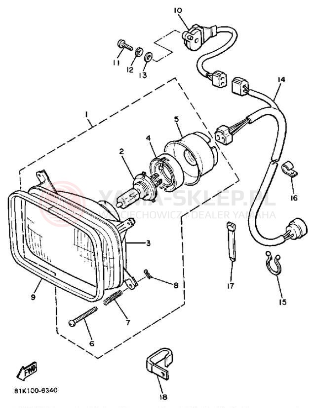 Schemat "Lampa przód" do Yamaha V-MAX VMX540L