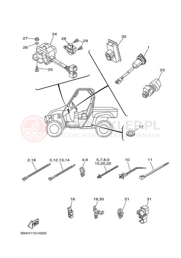 Schemat "układ elektryczny" do Yamaha RHINO 700 FI YXR7FYL/YXR7FYGR