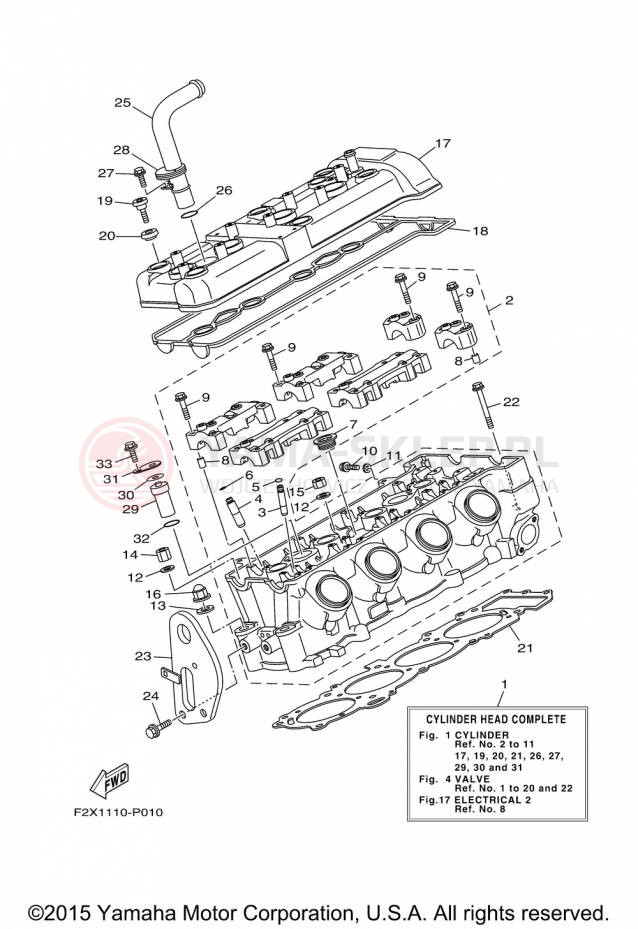 Schemat "cylinder" do Yamaha WAVERUNNER VX VX1100CP