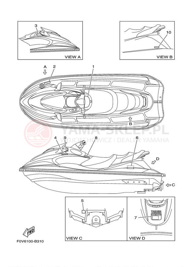 Schemat "naklejki" do Yamaha WaveRunner XLT1200 XA1200AD