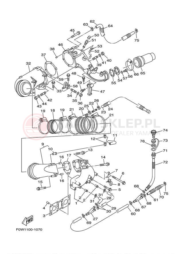Schemat "wydech" do Yamaha GP800R GP800AC