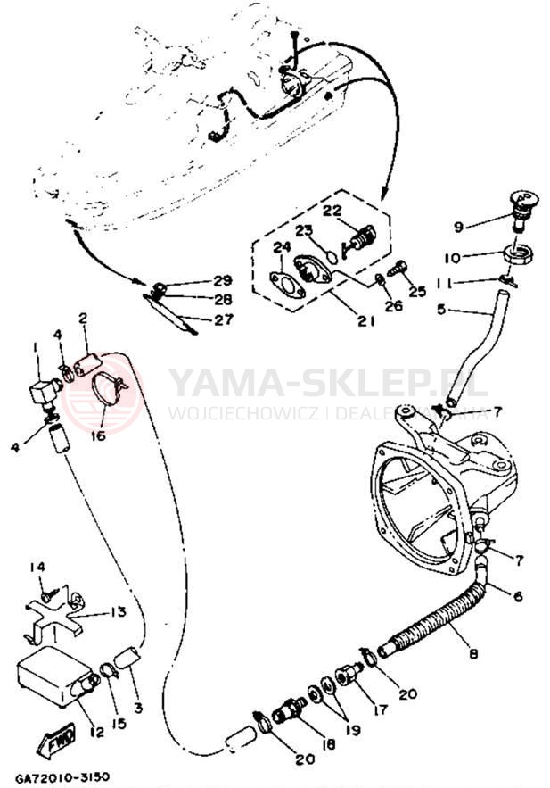Schemat "HULL & DECK" do Yamaha WAVE BLASTER WB700S