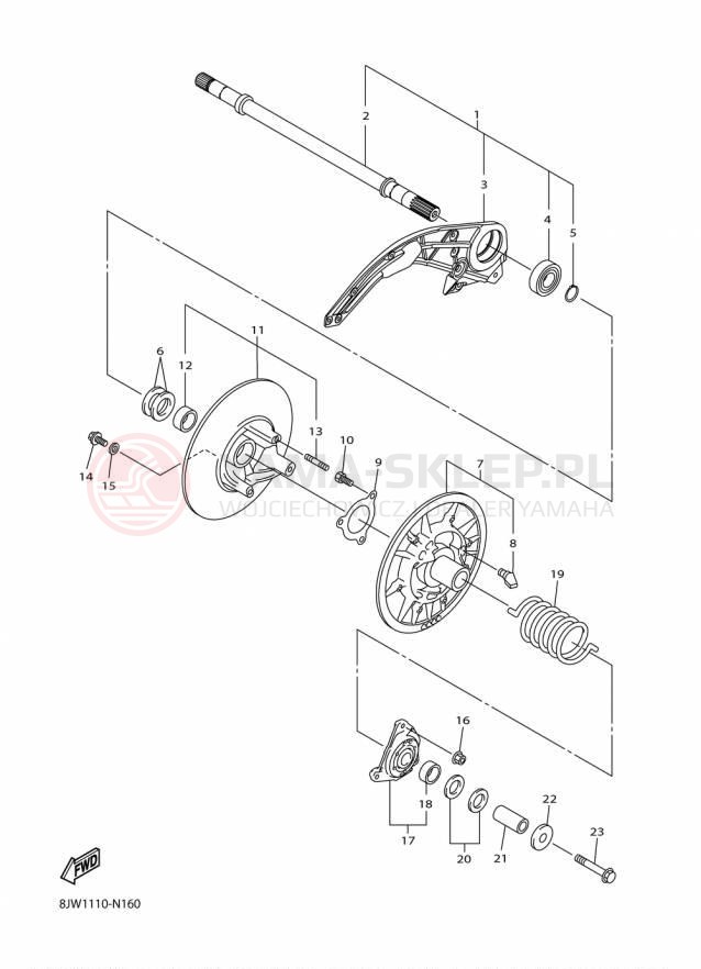 Schemat "Przeniesienie napędu" do Yamaha SRVIPER X TX LE SR10XLFO