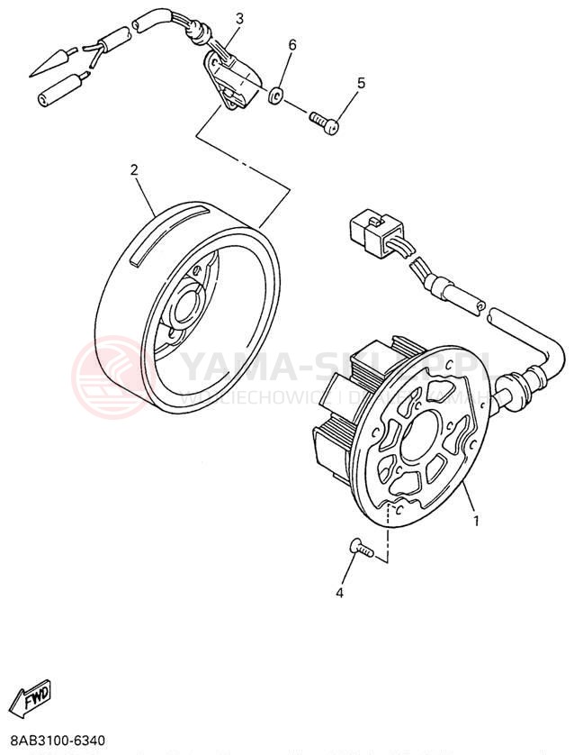 Schemat "prądnica" do Yamaha VMAX 600 VX600W