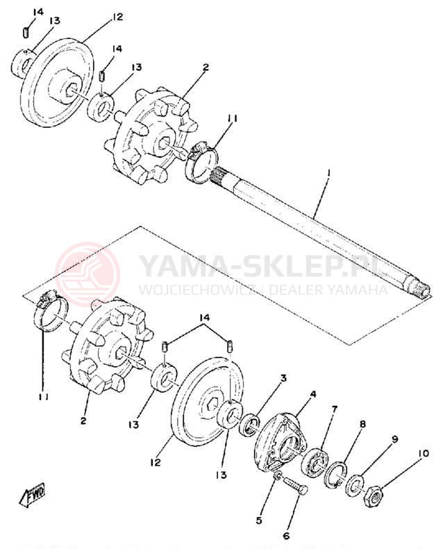 Schemat "Przednia ośka" do Yamaha SRX440C