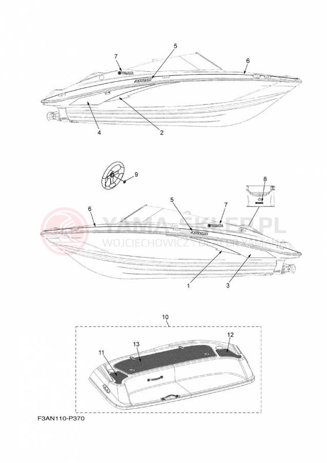 Schemat "Naklejki" do Yamaha AR190 RX1800AP/RX1800BP