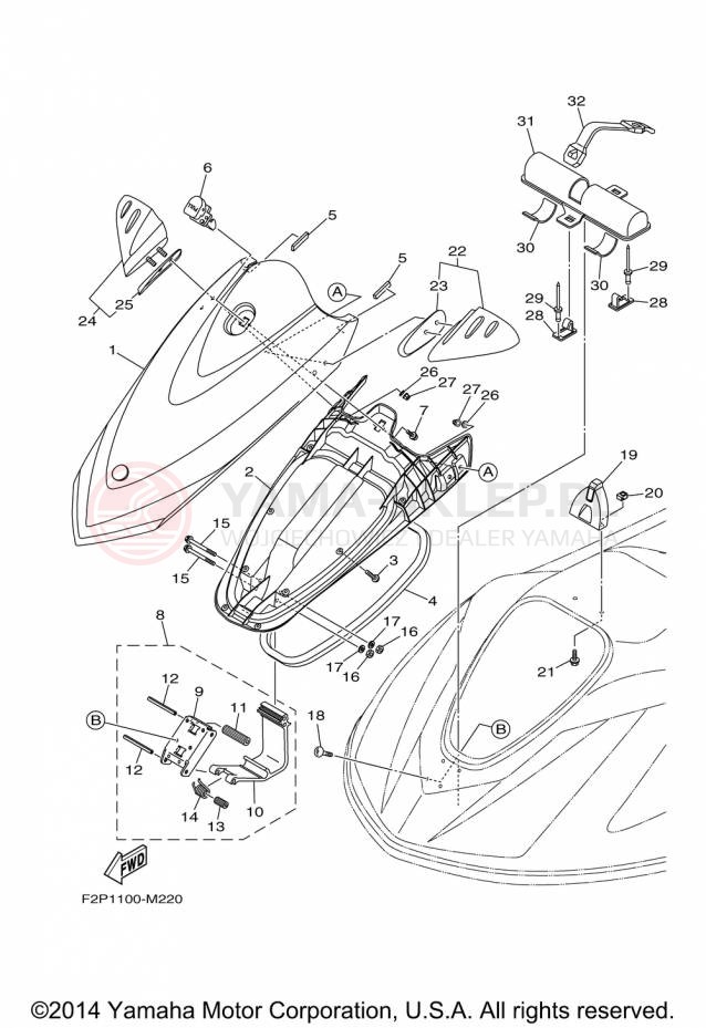 Schemat "ENGINE HATCH" do Yamaha WAVERUNNER V1 SPORT VX1100DP