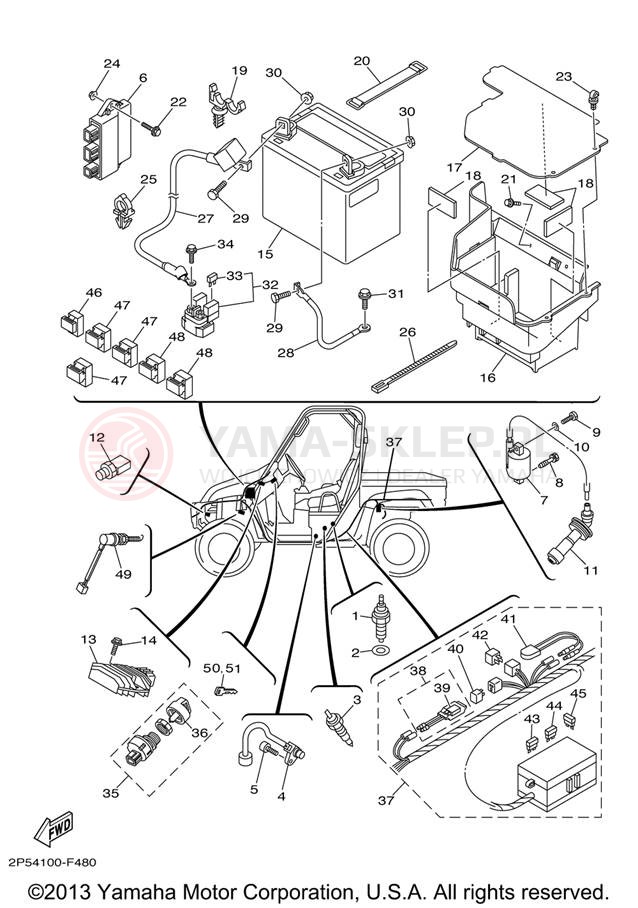 Schemat "układ elektryczny" do Yamaha RHINO 450 HUNTER YXR45FHX