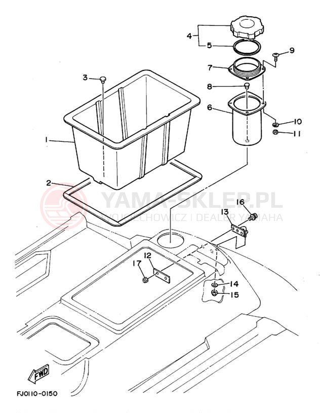 Schemat "HULL & DECK" do Yamaha WAVE RUNNER III GP WRA700S