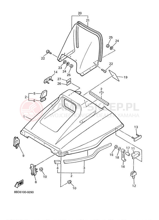 Schemat "SHROUD - WINDSHIELD" do Yamaha BR250TF