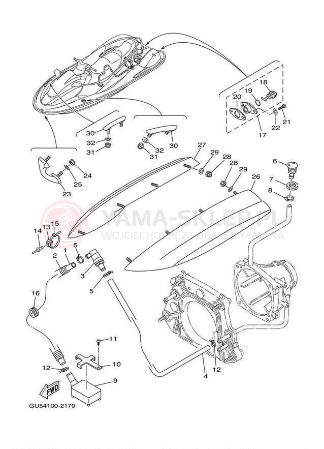 Schemat "HULL & DECK" do Yamaha SUV1200 SV1200B