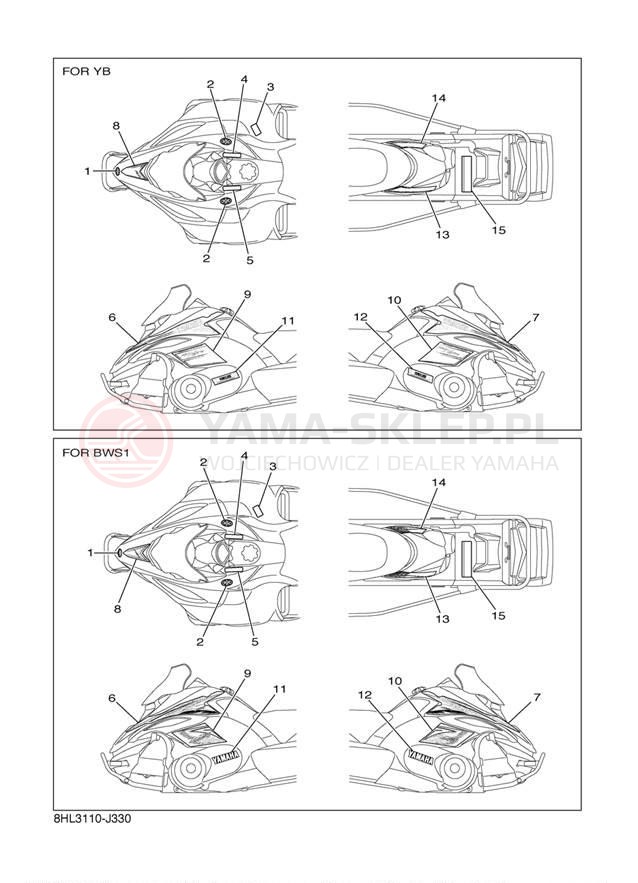 Schemat "naklejki" do Yamaha FX NYTRO XTX FX10XTZW/FX10XTZB