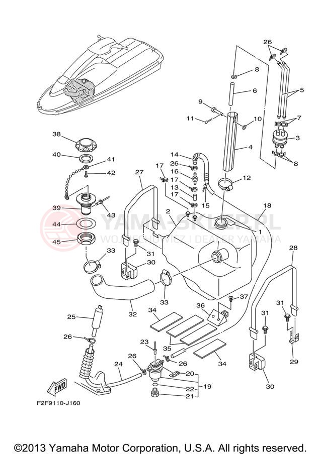 Schemat "zbiornik paliwa" do Yamaha WAVERUNNER SUPER JET SJ700BJ