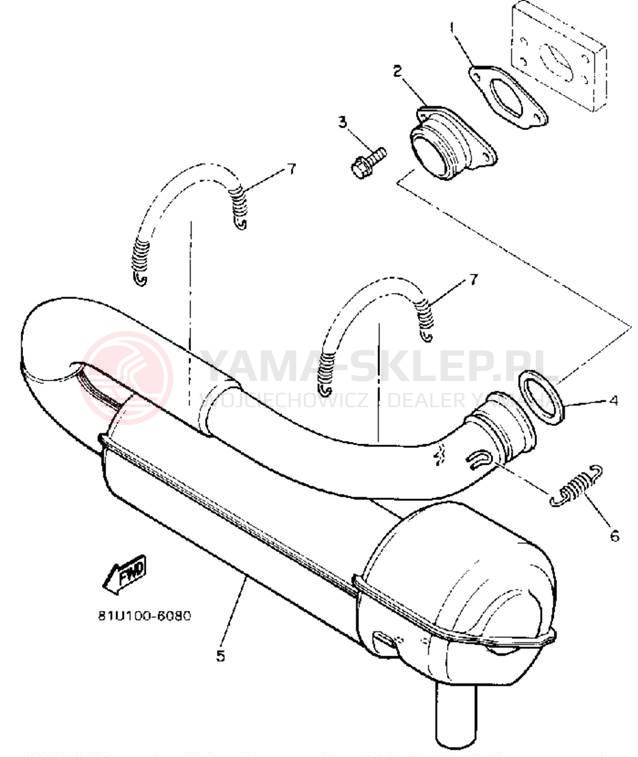 Schemat "Wydech końcowy" do Yamaha BRAVO LT (LONG TRACK) BR250TR