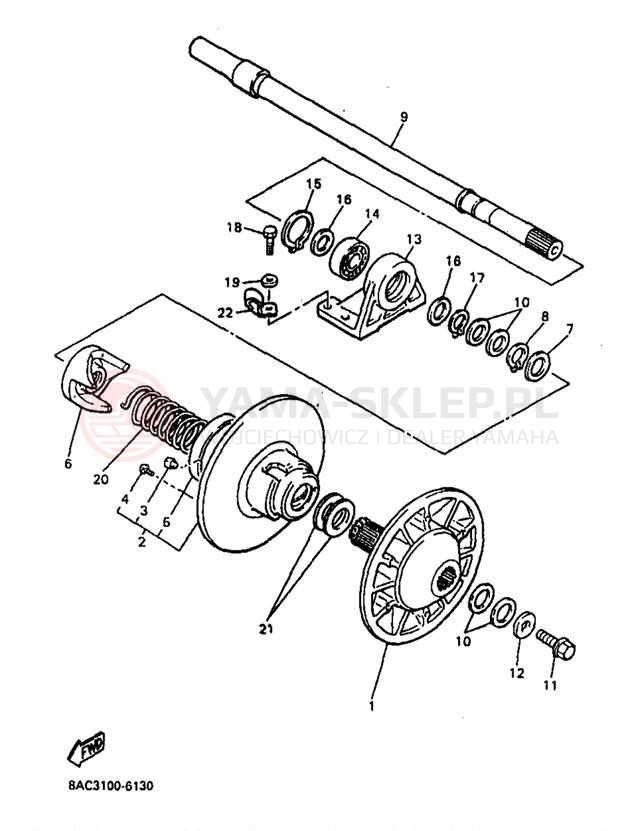 Schemat "Przeniesienie napędu" do Yamaha VK540 II VK540EB