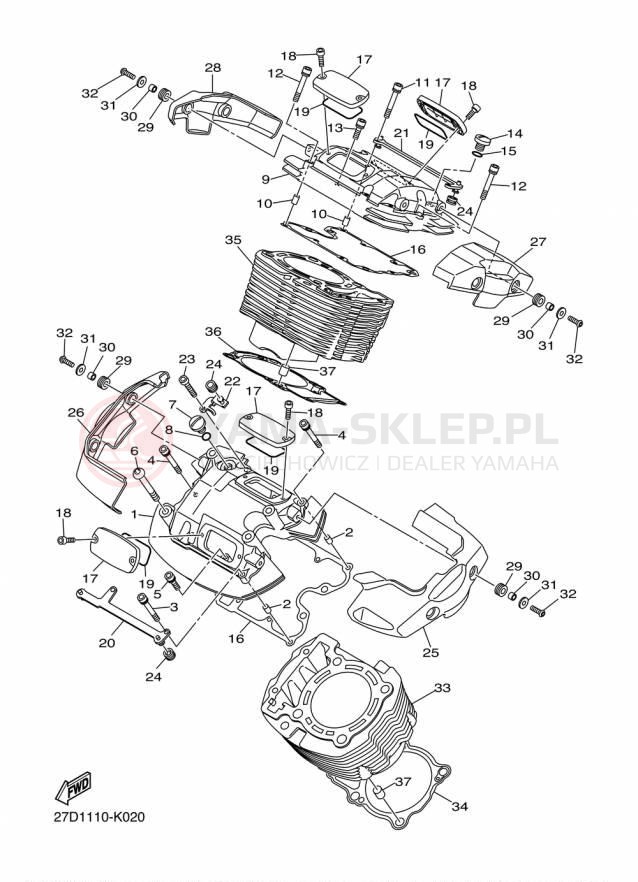 Schemat "cylinder" do Yamaha STRYKER XVS13CFCS/XVS13CFS