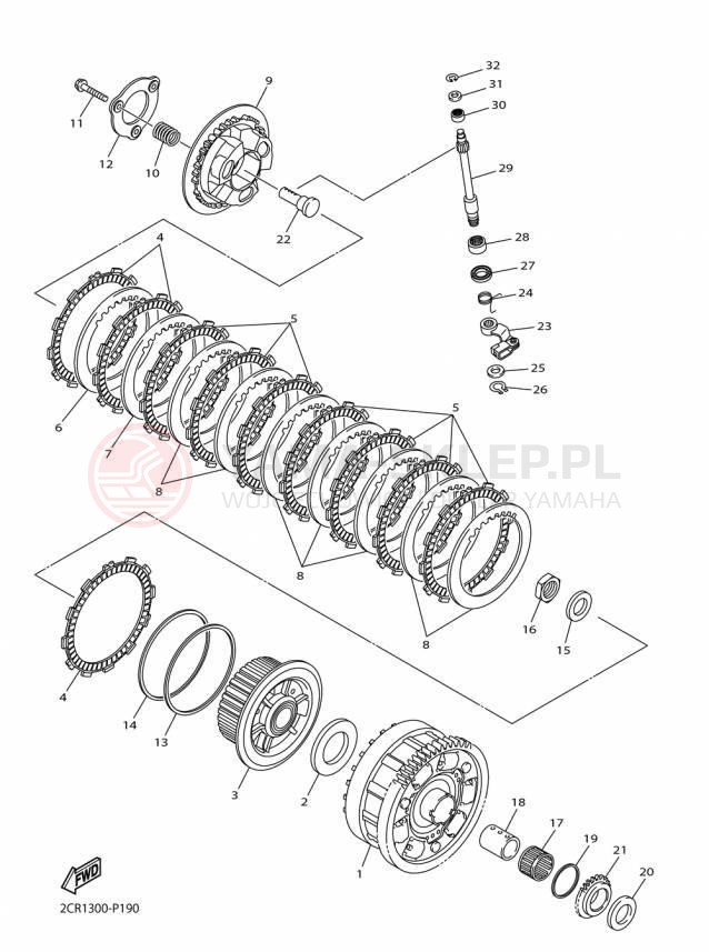 Schemat "sprzęgło" do Yamaha YZFR1M YZFR1MF/YZFR1MFC