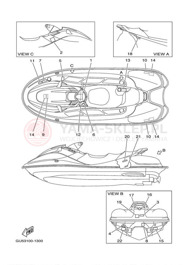 Schemat "naklejki" do Yamaha SUV1200 SV1200A