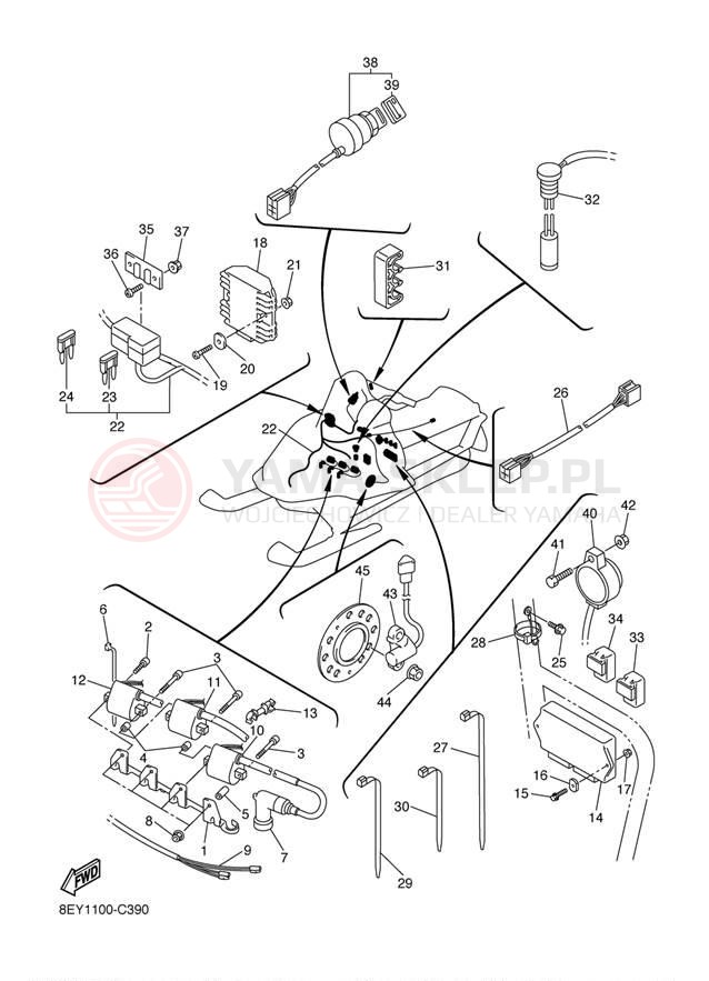 Schemat "układ elektryczny" do Yamaha VENTURE 600 VT60J