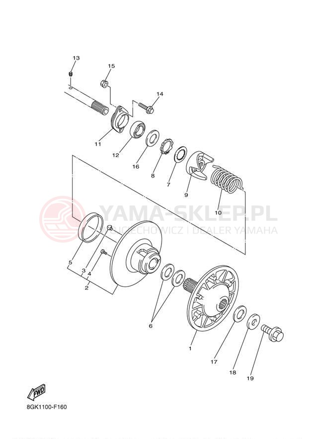 Schemat "Przeniesienie napędu" do Yamaha PHAZER MTX PZ50MTYO/PZ50MTYW