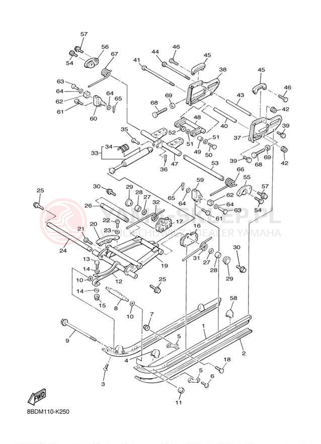 Schemat "Zawieszenie gąsiennicy" do Yamaha BRAVO 250 BR250TA1