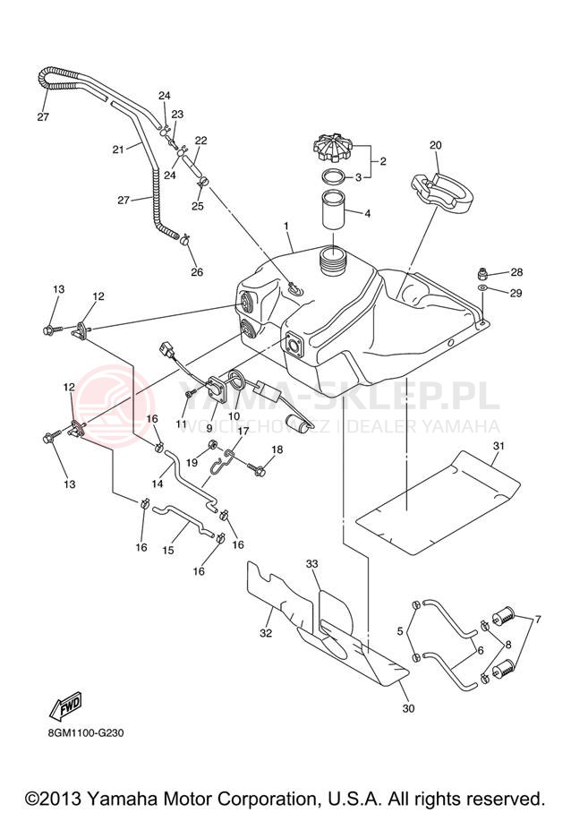 Schemat "zbiornik paliwa" do Yamaha RS VECTOR RS90RXB/RS90GTXL