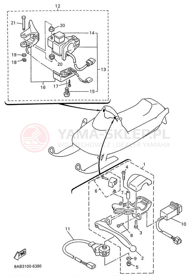 Schemat "Kierownica i osprzęt" do Yamaha VMAX 600 VX600W
