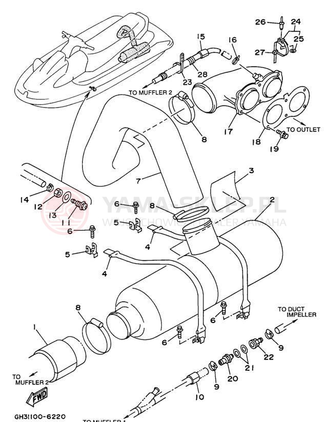 Schemat "Wydech końcowy" do Yamaha WAVE VENTURE 1100 WVT1100U