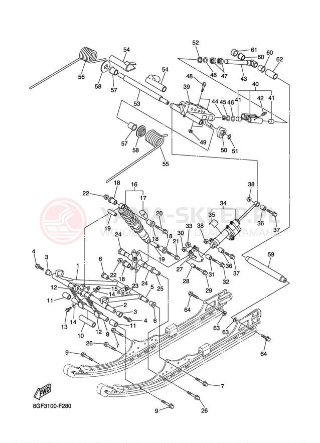 Schemat "Zawieszenie gąsiennicy" do Yamaha NYTRO RS90NW