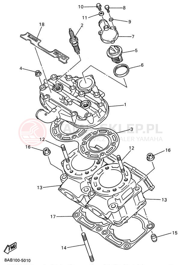 Schemat "głowica" do Yamaha VMAX 500 DX VX500DXW
