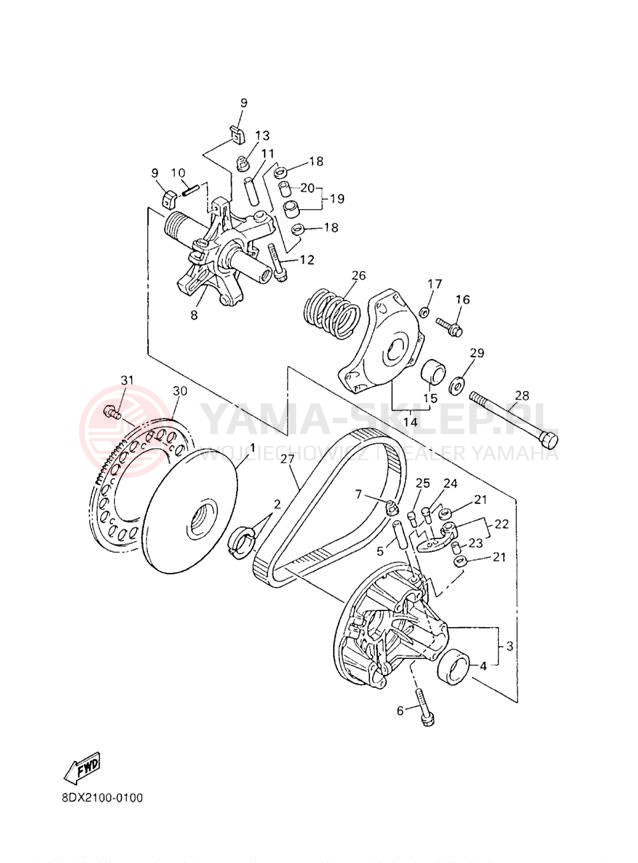 Schemat "PRIMARY SHEAVE" do Yamaha VENTURE XL
