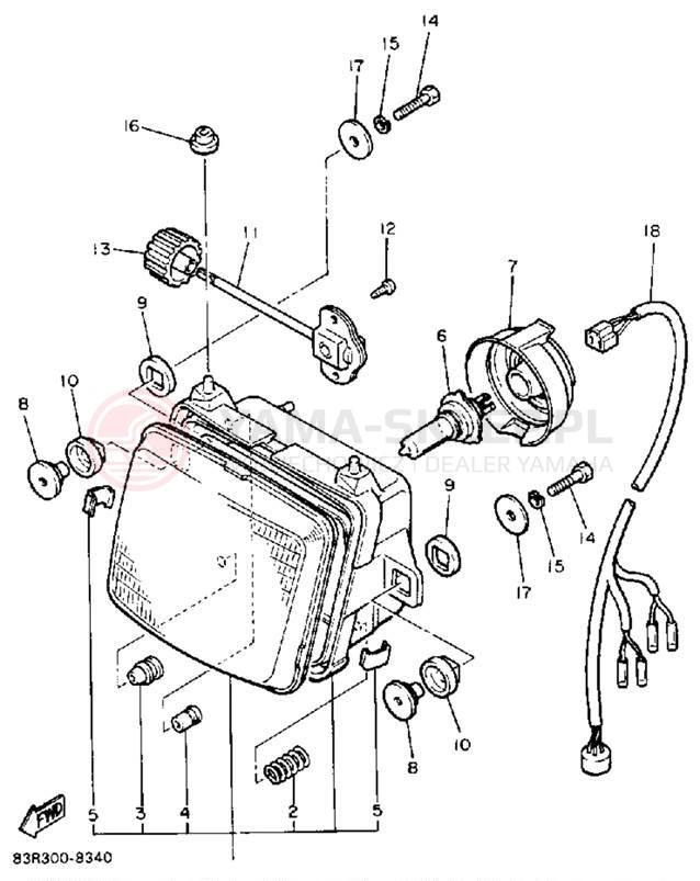 Schemat "Lampa przód" do Yamaha VK540 VK540EN