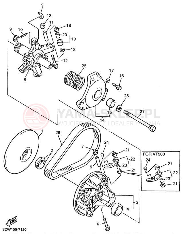 Schemat "PRIMARY SHEAVE" do Yamaha VT500C/VX500ERC
