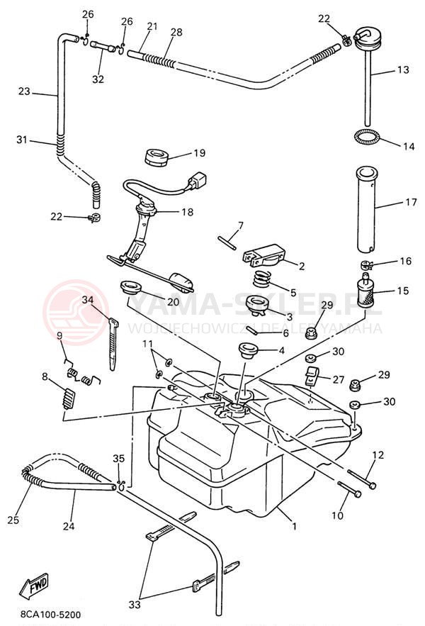 Schemat "zbiornik paliwa" do Yamaha VMAX 600 VX600W