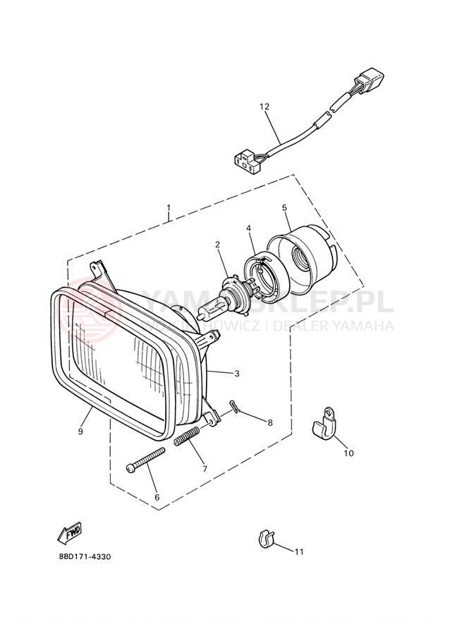 Schemat "Lampa przód" do Yamaha BRAVO BR250TW
