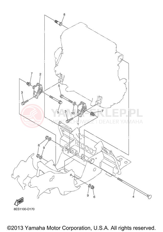 Schemat "Mocowanie silnika" do Yamaha RS VECTOR RS90RXB/RS90GTXL