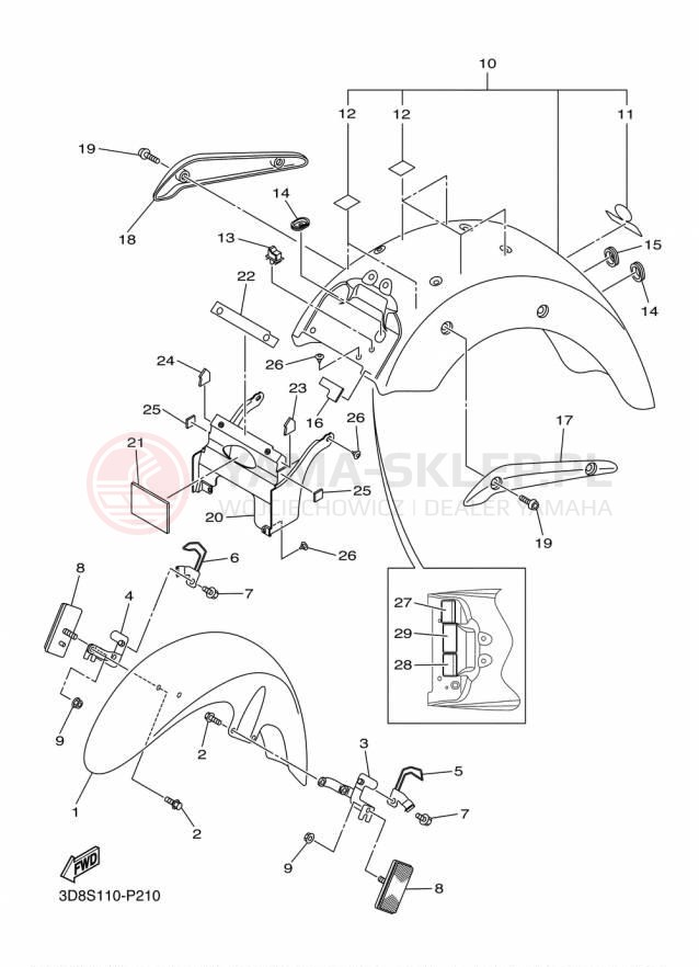 Schemat "błotnik" do Yamaha V STAR 1300 XVS13AFCS/XVS13AFS