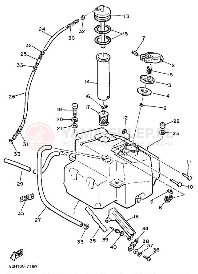 Schemat "zbiornik paliwa" do Yamaha EXCEL III EC340M