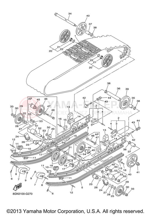Schemat "Zawieszenie gąsiennicy" do Yamaha PHAZER RTX PZ50RTXL/PZ50RTXW