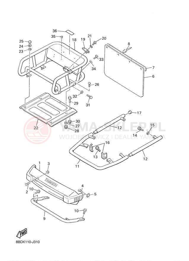 Schemat "zderzak" do Yamaha BRAVO 250 BR250TA1